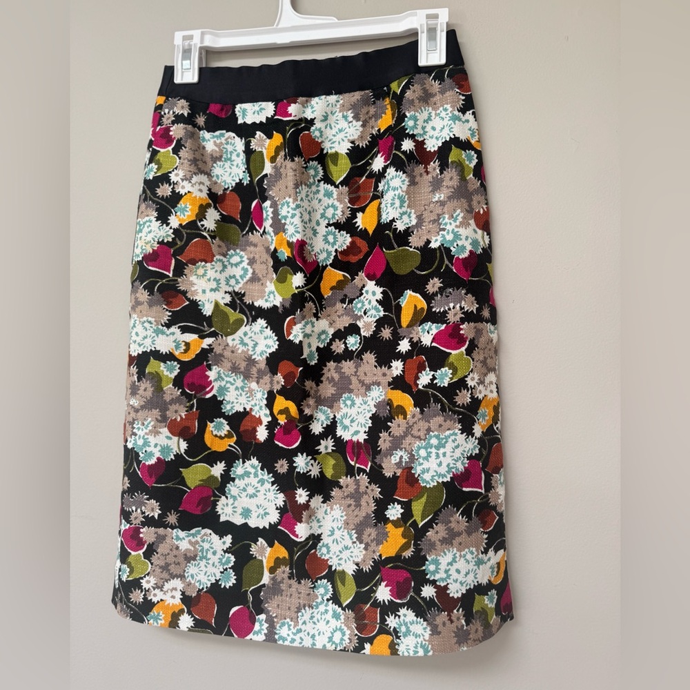 Floral A-Line Skirt in Black with Multicolor Blooms